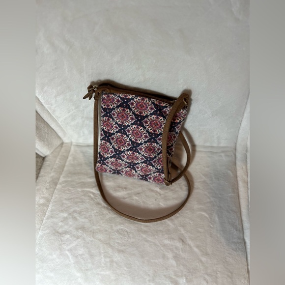 bag Crossbody Bag Womens Small Brown Blue Leather Bohemian 8x8 Purse Handbag - Picture 12 of 16